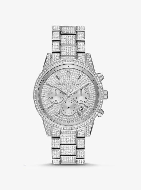 Damske Sliver-tone Hodinky Michael Kors Ritz Pavé Strieborne - Hodinky Michael Kors Slevy | QESNV-8213